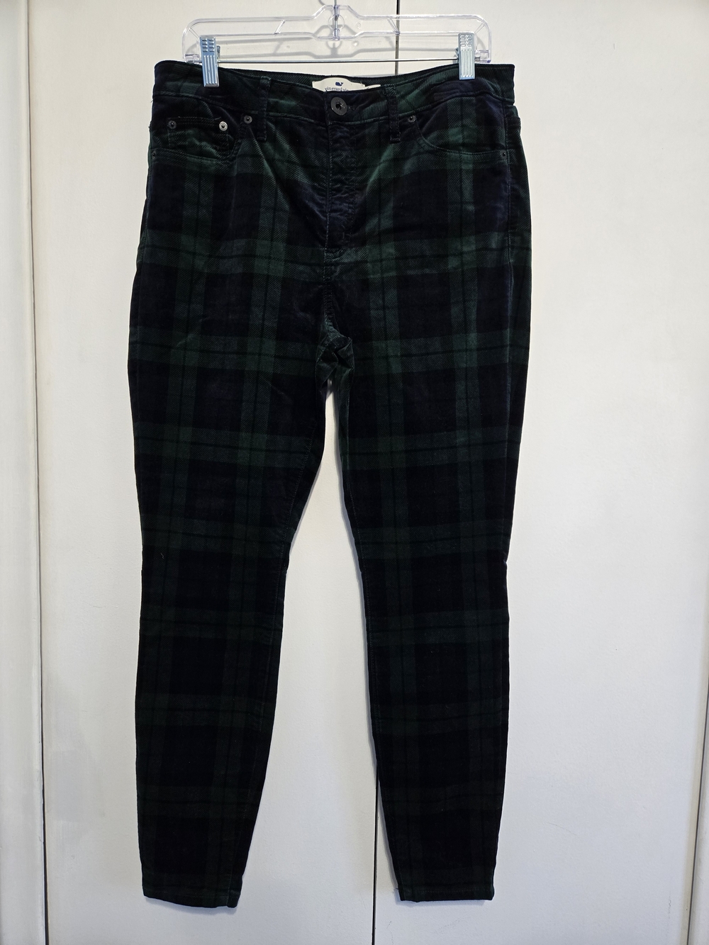 Vineyard Vines High Rise Skinny Pants 12 Blackwatch Plaid Velvet Tartan